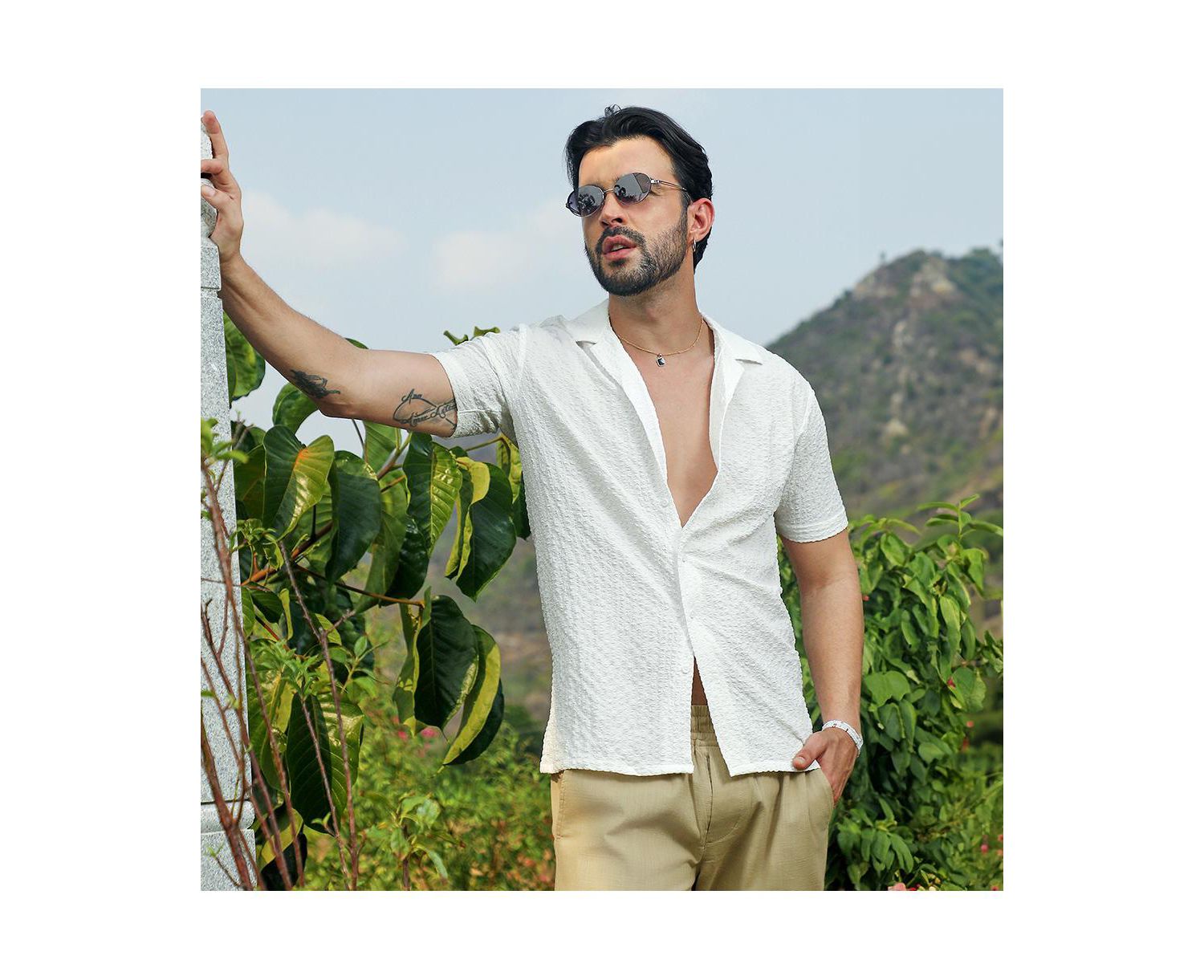 Men's Chalk White Micro Creased Shirt
