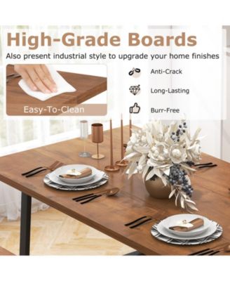 Dining Table Set for 5-7 with 2-Bottle Wine Rack and Condiment Holder