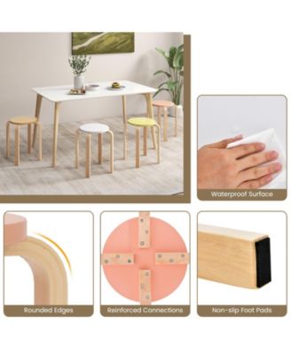 Set of 4 Bentwood Stackable Stools Dining Stools with Round Tops