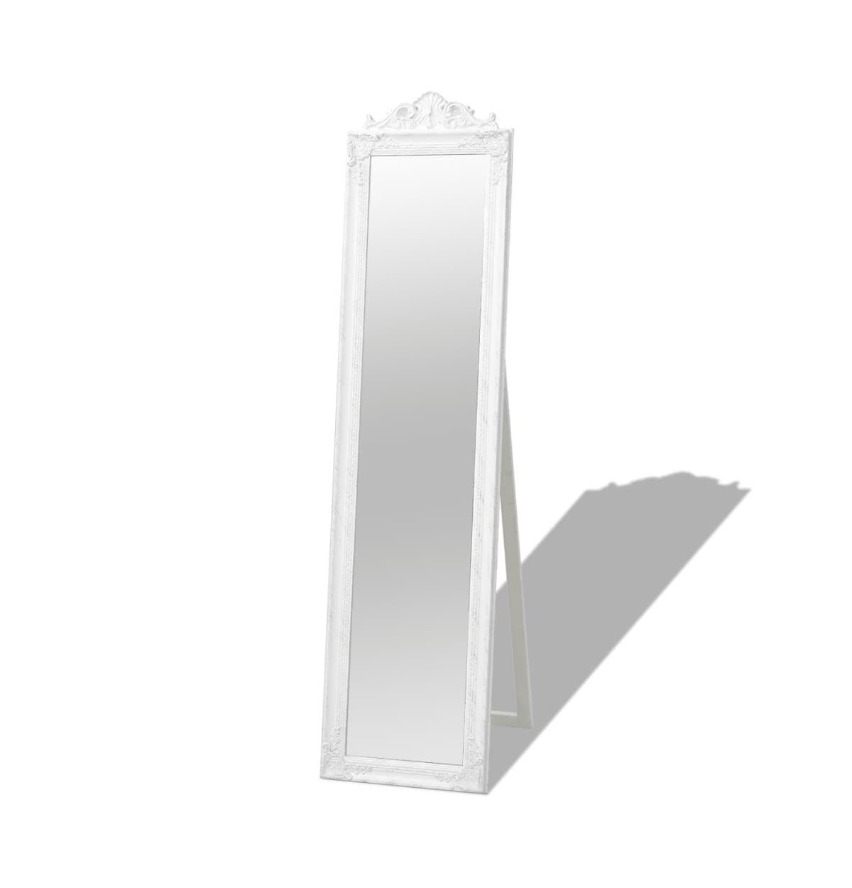 Free-Standing Mirror Baroque Style 63"x15.7" White - White