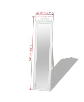 Free-Standing Mirror Baroque Style 63"x15.7" White