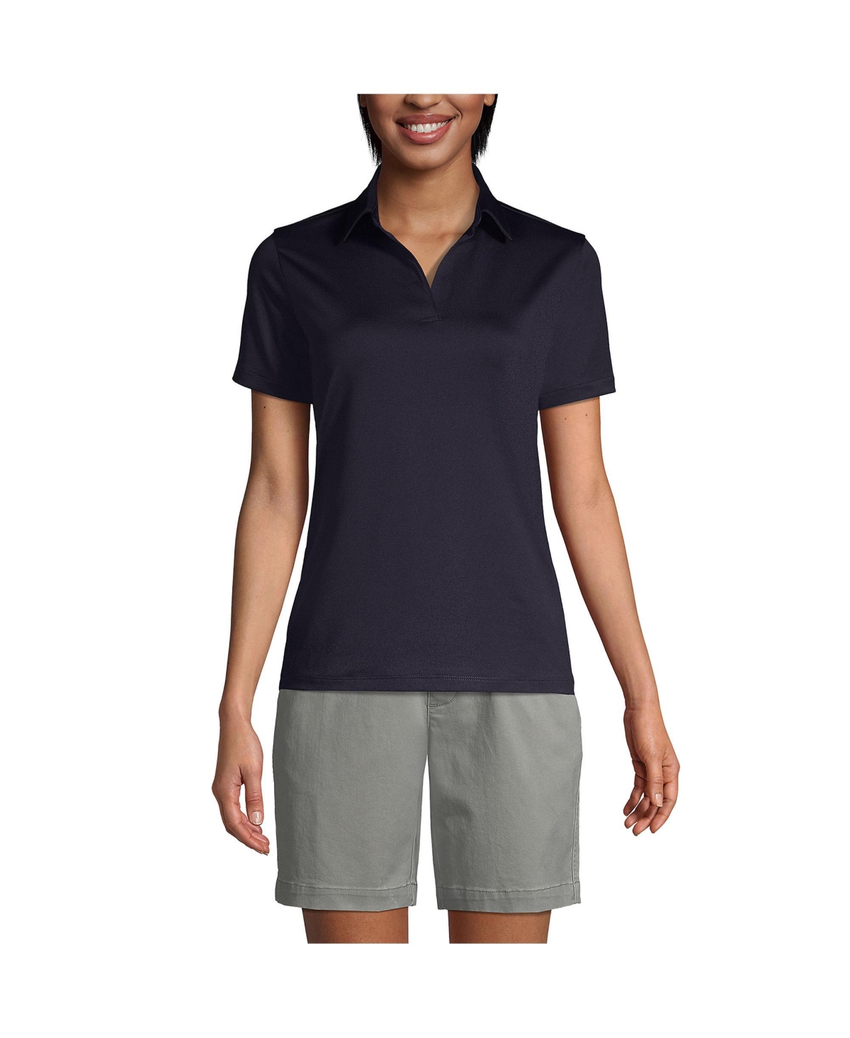 Women's School Uniform Short Sleeve Rapid Dry Sport Neck Polo Shirt - Brilliant turquoise