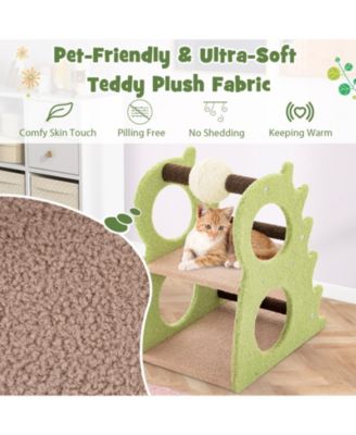 2-Tier Modern Cat Tree for Indoor Cats with Rotatable Sisal Scratching Ball