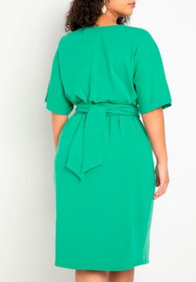 Women's Plus Size Cross Front Flutter Sleeve Dress