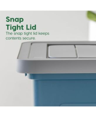 4Pack 35 Qt. File Organizer Plastic File Box for Letter/Legal File, Storage Bin with Durable and Secure Latching Lid, Stackable, Navy