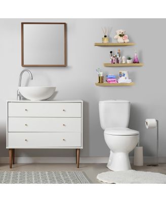 Set of 3 (24"x9") Sorbus Rectangle Floating Shelves with Invisible Brackets - for Bedroom, Kitchen Decor, Bathroom Shelves