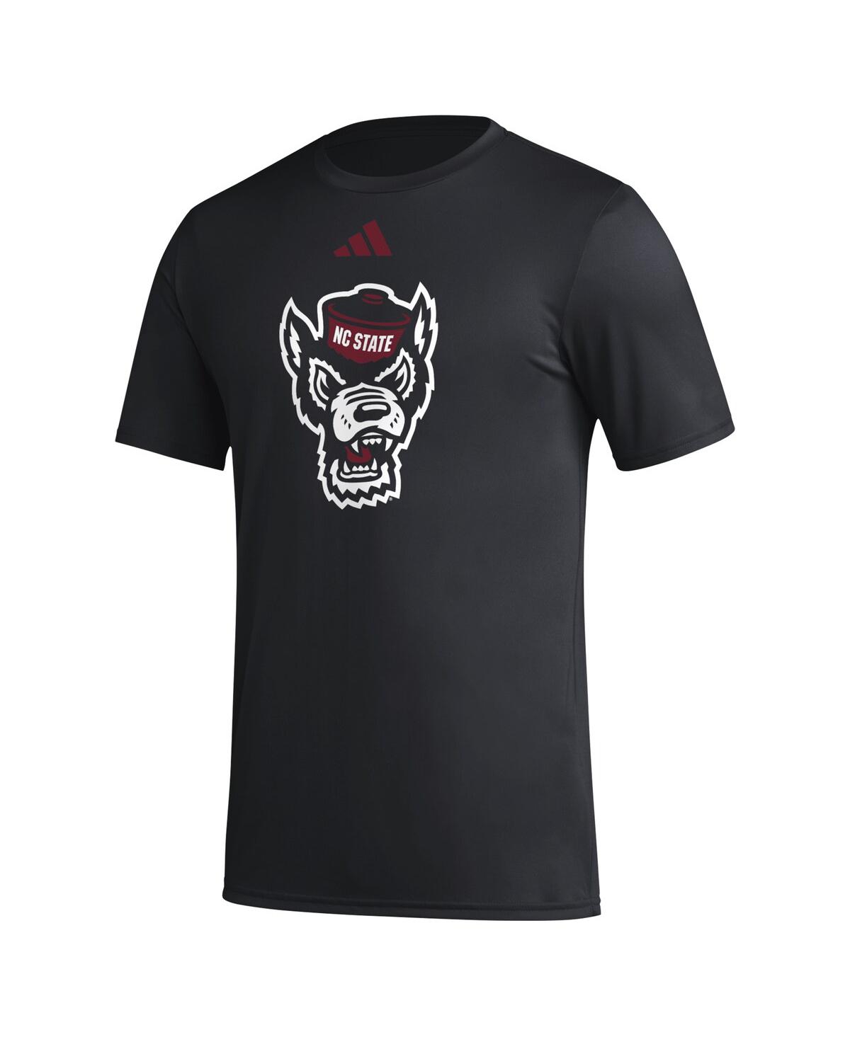 Adidas Originals Men's Black Nc State Wolfpack Primary Locker Logo Pre-game Aeroready T-shirt In Black