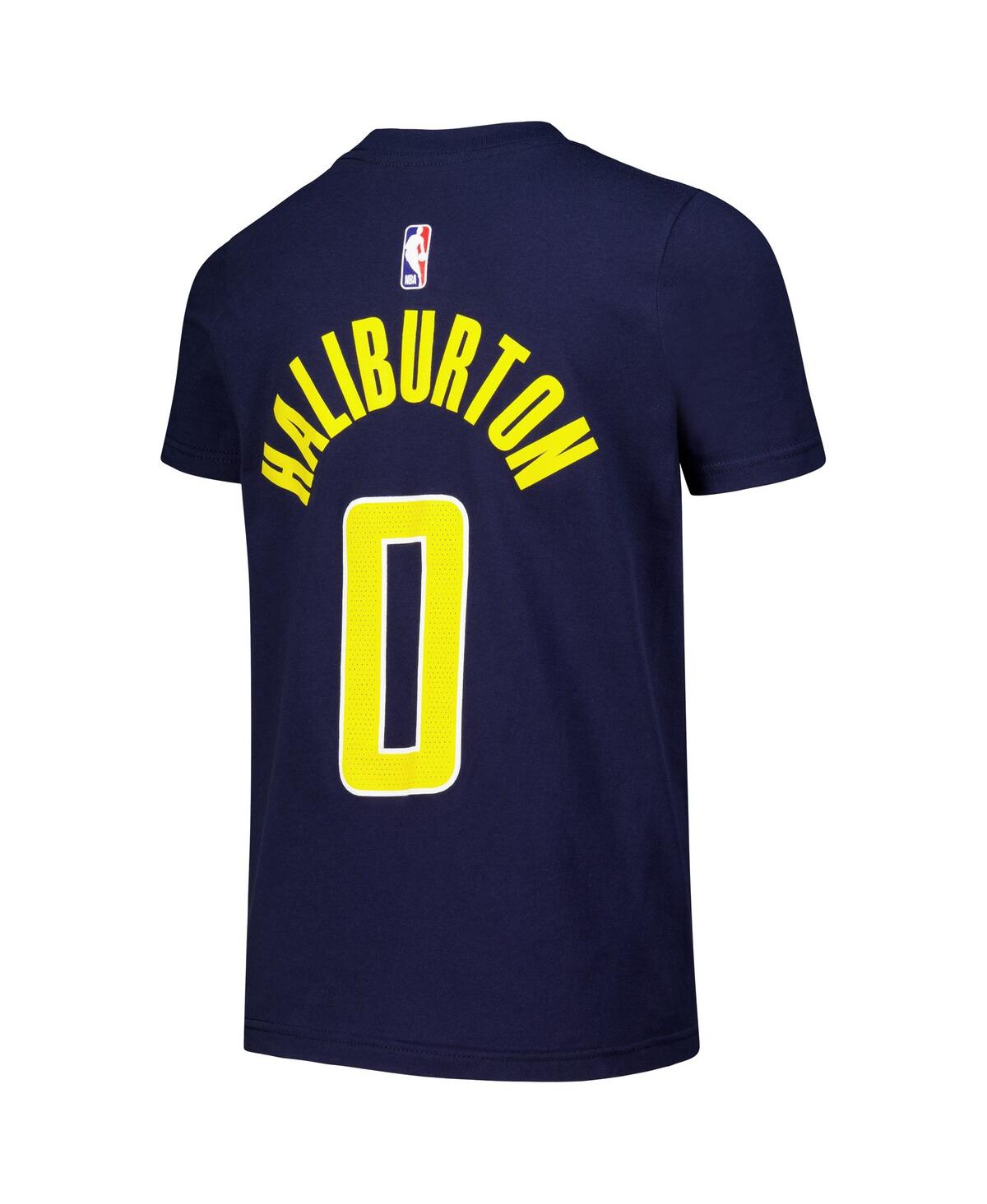 Nike Big Boys And Girls Tyrese Haliburton Navy Indiana Pacers Icon Edition Name Number T-shirt In Nbocollege