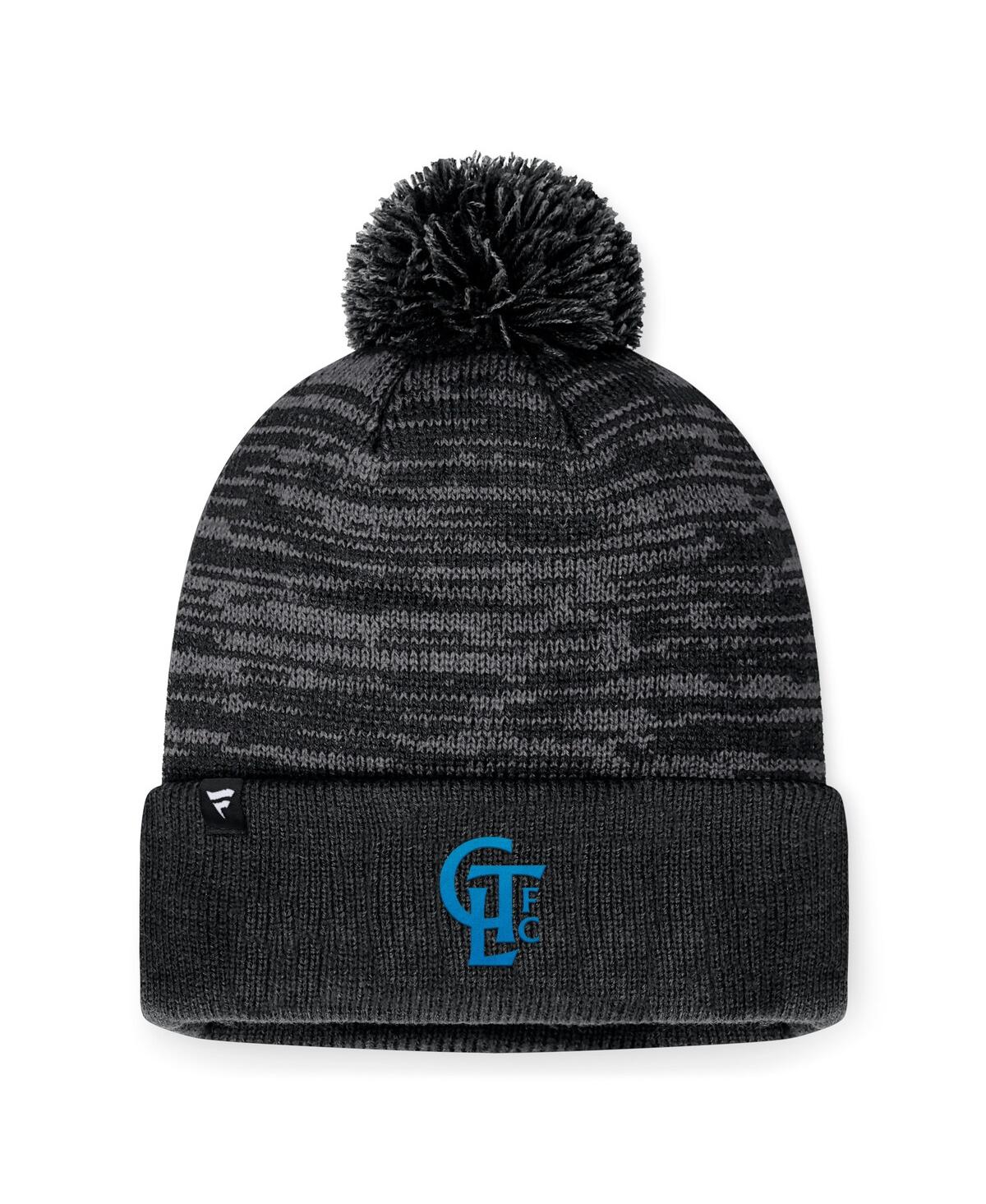 Fanatics Men's Heather Charcoal Charlotte Fc Low Key Cuffed Knit Hat With Pom In Heather Charcoal,black