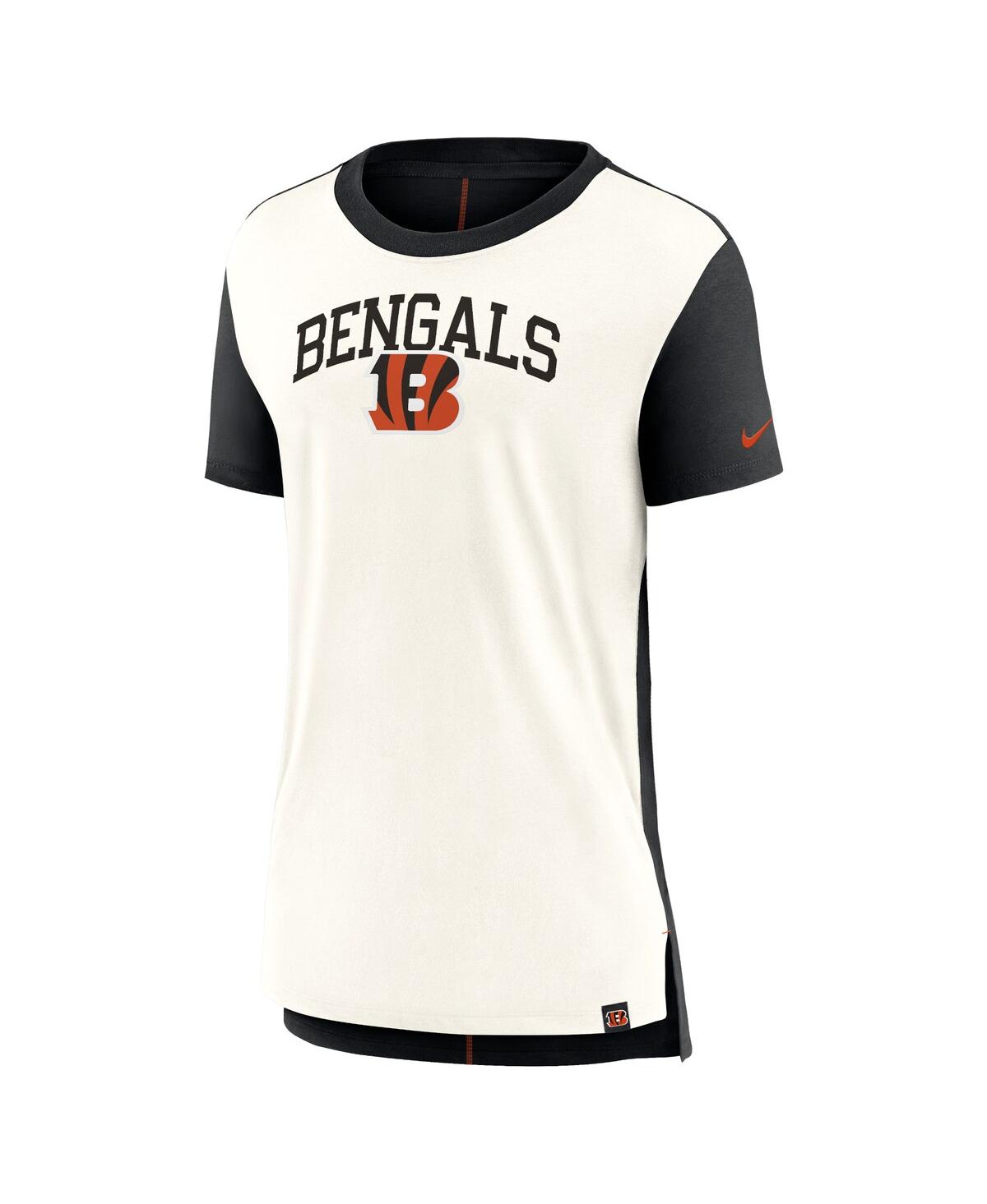 Nike Women's Cream/black Cincinnati Bengals Wordmark Tri-blend T-shirt In Cream,black