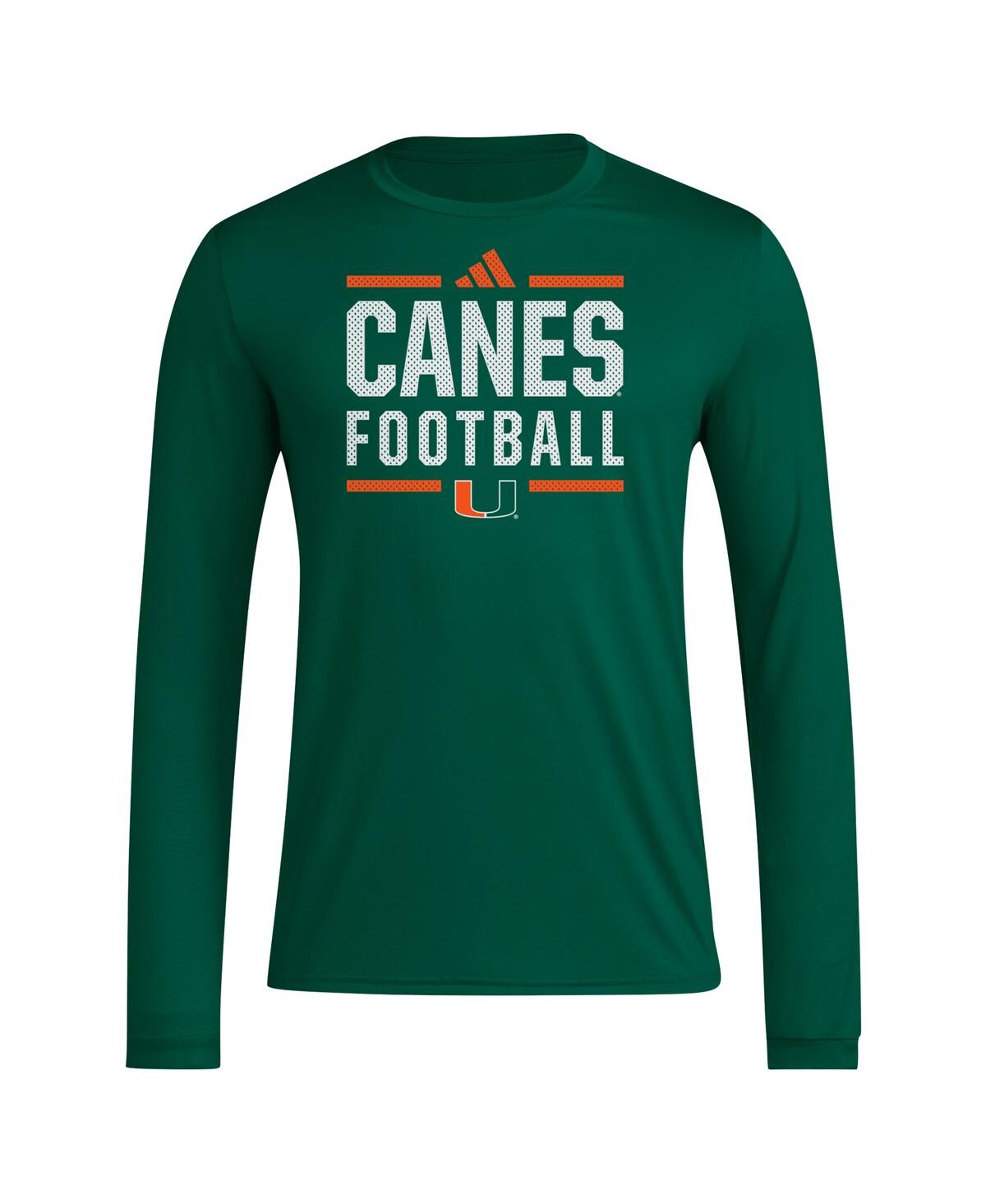 Adidas Men'sMiami Hurricanes Locker Football Pre-Game Aeroready Long Sleeve T-Shirt - Green