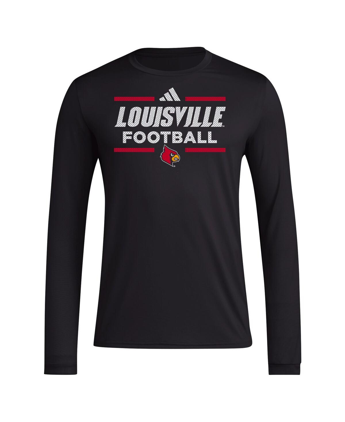 Adidas Originals Men's Black Louisville Cardinals Locker Football Pre-game Aeroready Long Sleeve T-shirt In Black