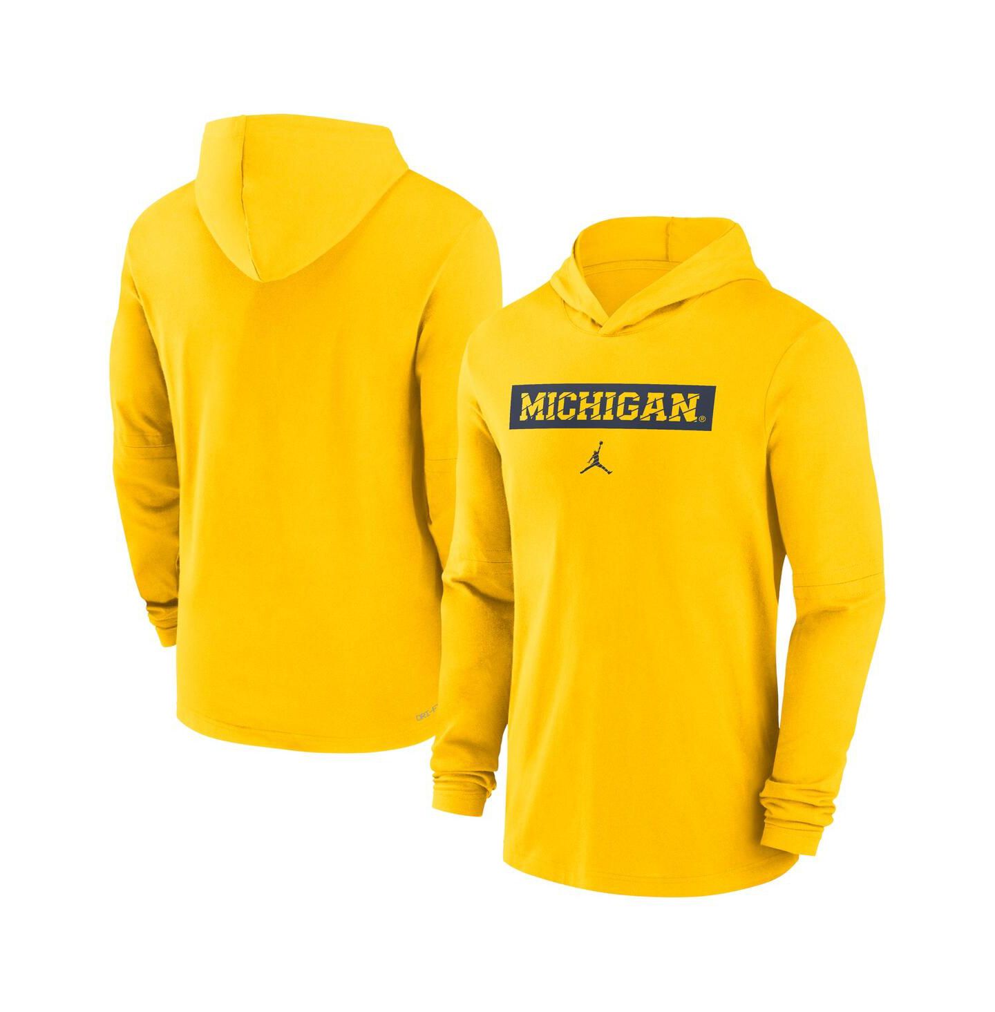 Мужское худи Jordan Maize Michigan Wolverines Sideline Performance Long Sleeve T-Shirt — фото 1