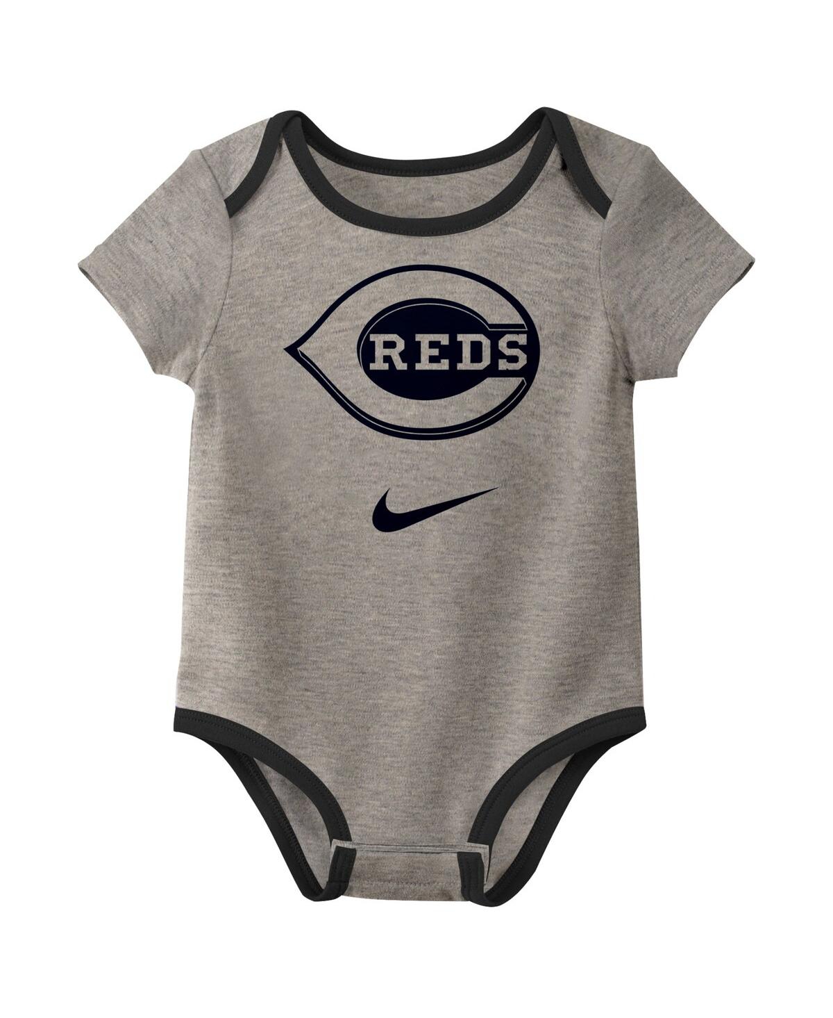 Nike Newborn Baby Boys And Girls Cincinnati Reds Three-pack Bodysuit Set In Multi