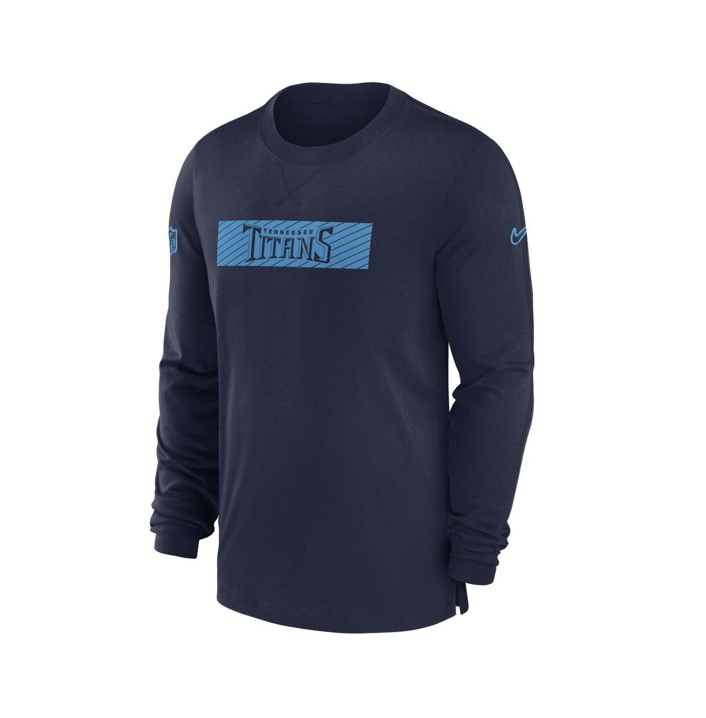 Мужская футболка Nike Navy Tennessee Titans Sideline Player Performance Long Sleeve — фото 3