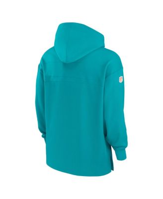 Men's Aqua Miami Dolphins Sideline Jersey Performance Pullover Hoodie