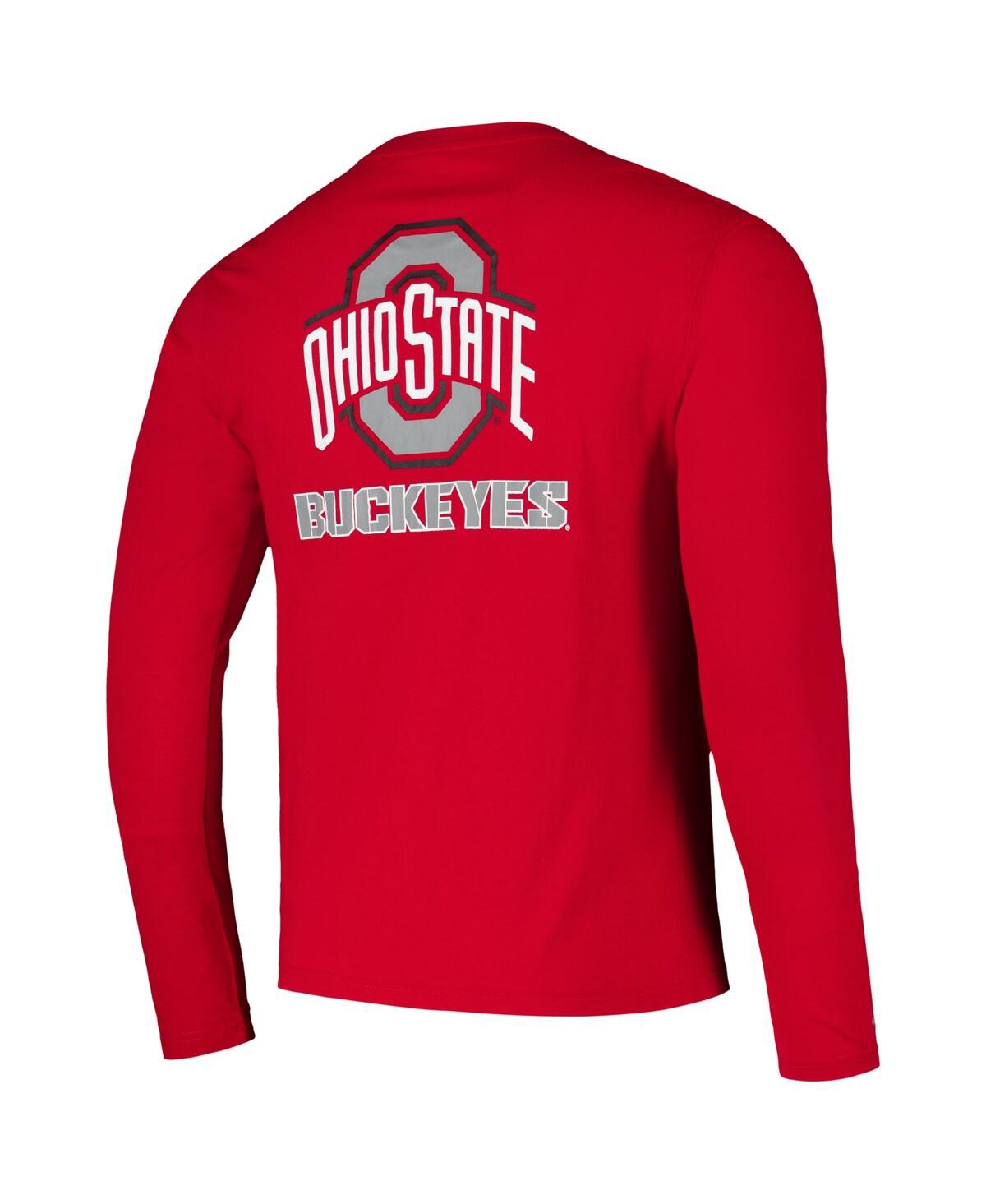 Colosseum Men's Scarlet Ohio State Buckeyes Logo Lockup 3-hit Active Blend Long Sleeve T-shirt In Scarlet