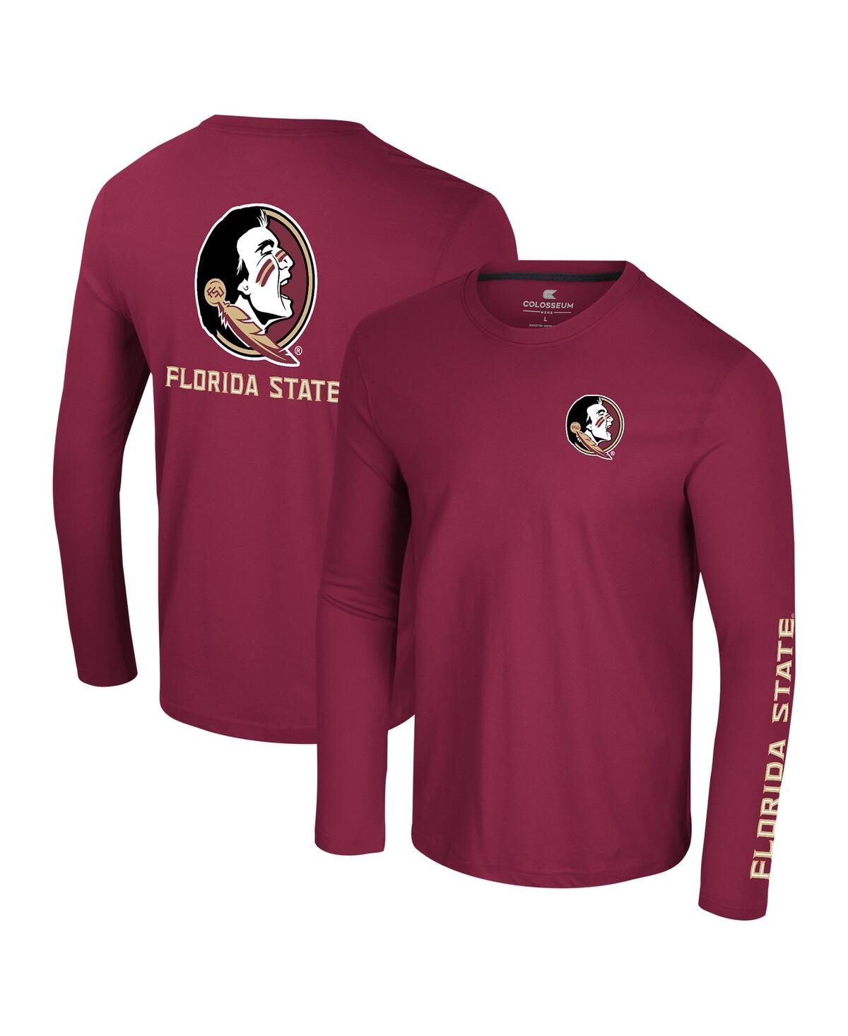 Colosseum Men's Garnet Florida State Seminoles Logo Lockup 3-hit Active Blend Long Sleeve T-shirt In Garnet