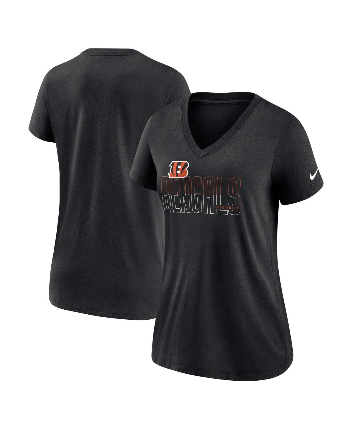 Nike Women's Heathered Black Cincinnati Bengals Lock Up Tri-blend V-neck T-shirt In Black