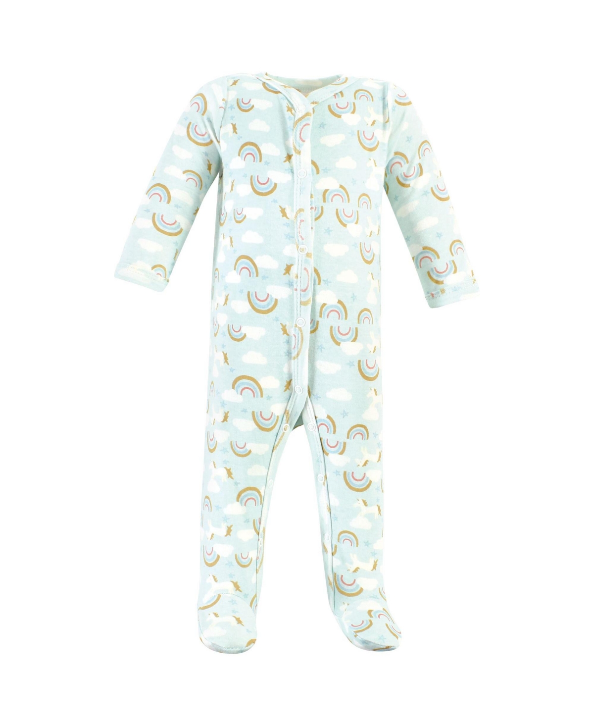 Hudson Baby Baby Girls Cotton Sleep and Play, Bodysuit and Bandana Bib Set,- Magical rainbow