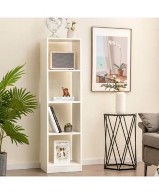 5 Tiers 4-Cube Narrow Bookshelf with 4 Anti-Tipping Kits