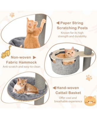 6-tier Floor-to-Ceiling Cat Tree 100-110 Inches Adjustable Height