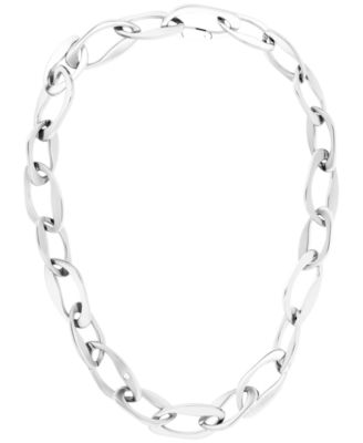 Pav&eacute; Sculpted Link Collar Necklace, 16-7/8" + 2" extender