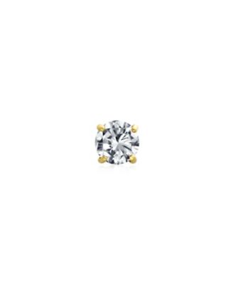 Minimalist .25CT Tiny Simple Round Cubic Zirconia Solitaire CZ Stud Cartilage 1 Piece Ear Lobe Earring Men14K Gold 3MM
