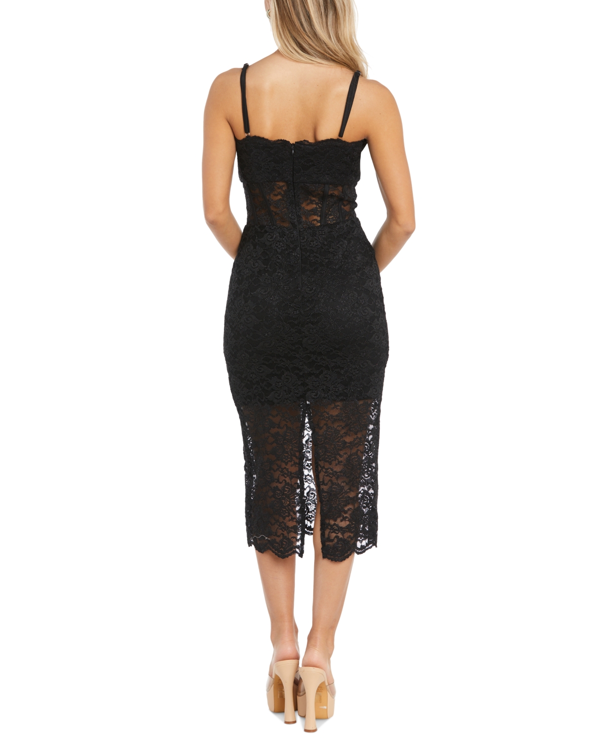 Morgan & Company Juniors' Sleeveless Midi Corset Lace Dress