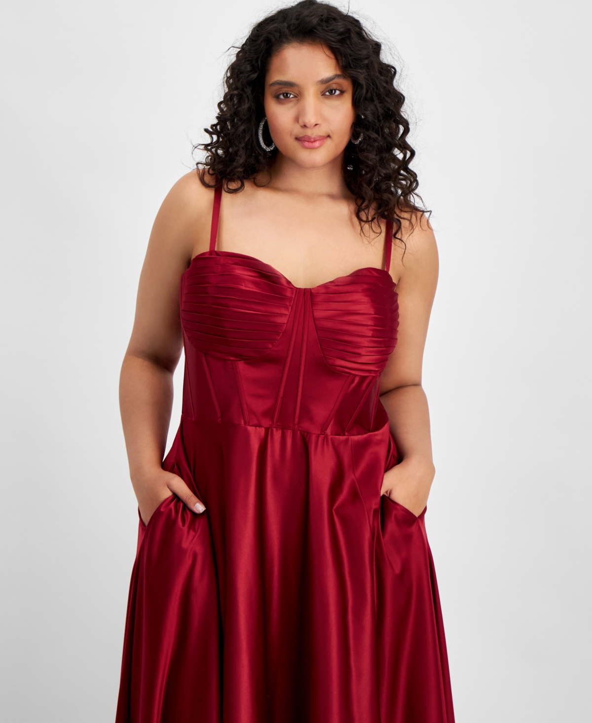 B Darlin Trendy Plus Size Satin Corset Sweetheart Gown