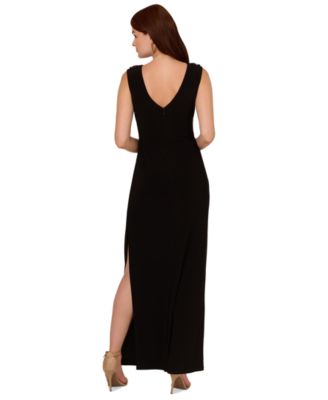 Women's Beaded-Shoulder Sleeveless Gown