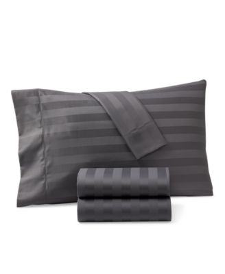 Charter Club 1.5" Stripe 550 Thread Count 100% Cotton 4-Pc. Sheet Set, King - Charcoal, King