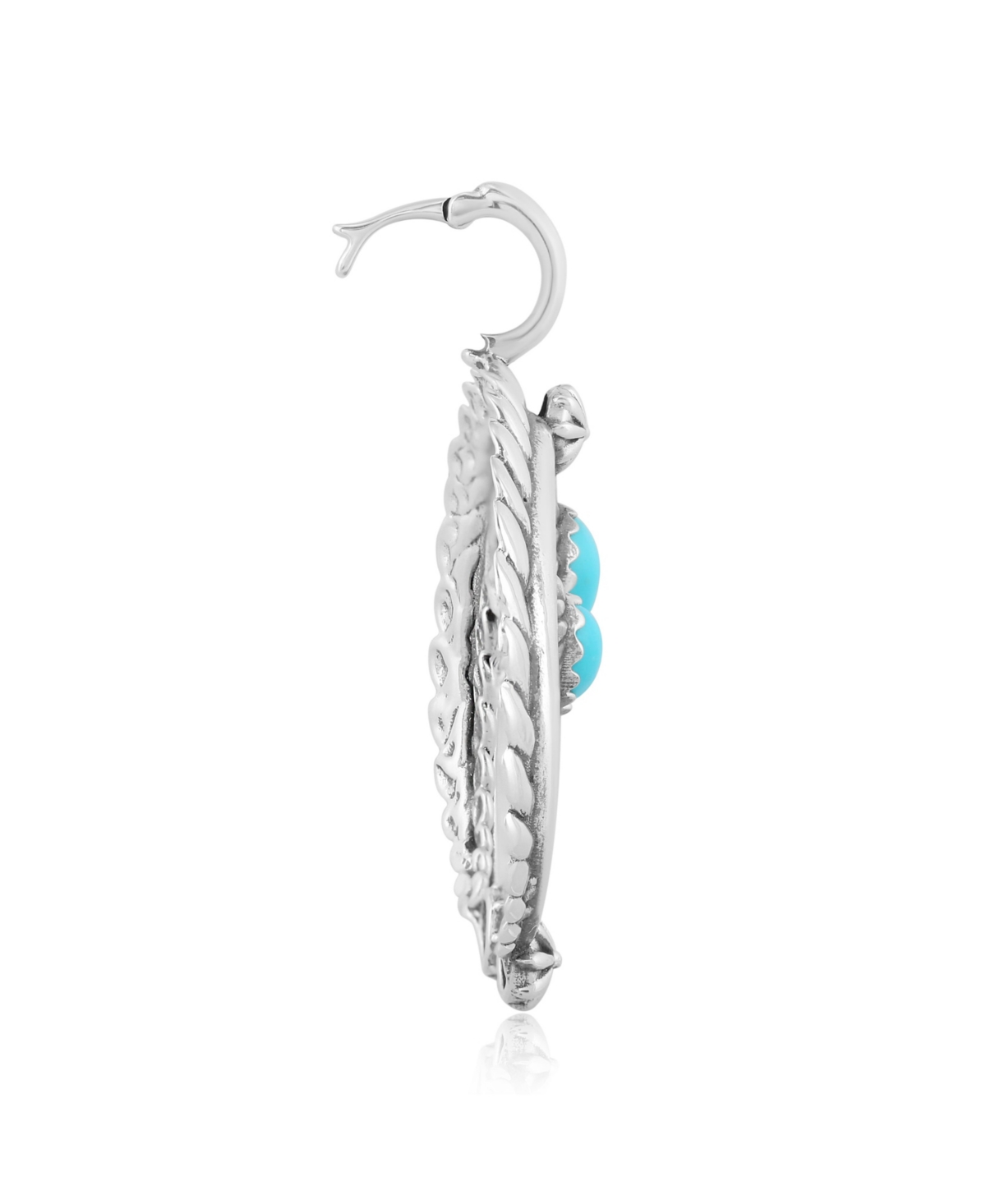 American West Jewelry Sterling Silver and Pear CutGemstone Rope Naja Pendant Enhancer - Blue turquoise