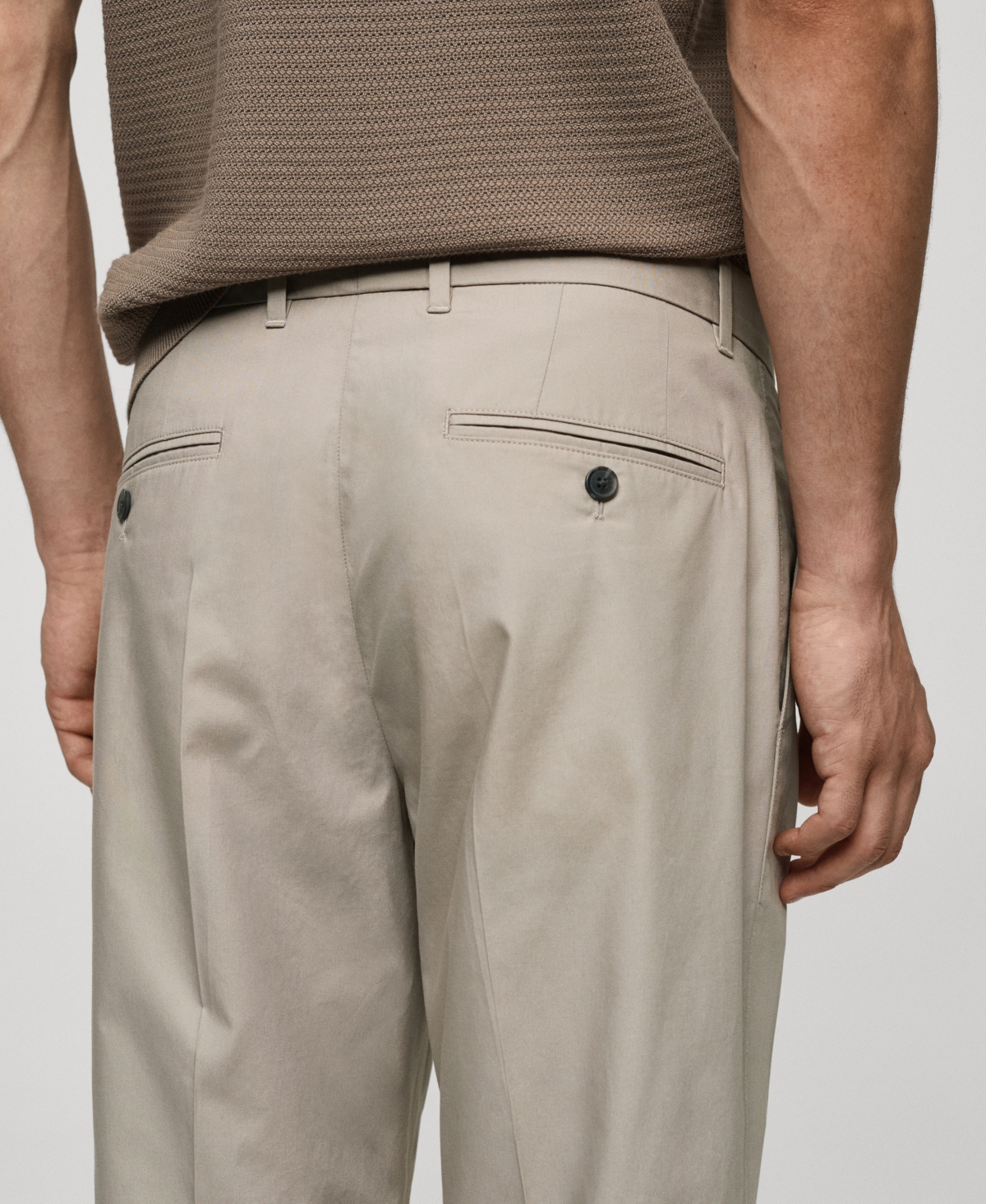 Mango Men's Lyocell Pleated Trousers -Pastel Grey