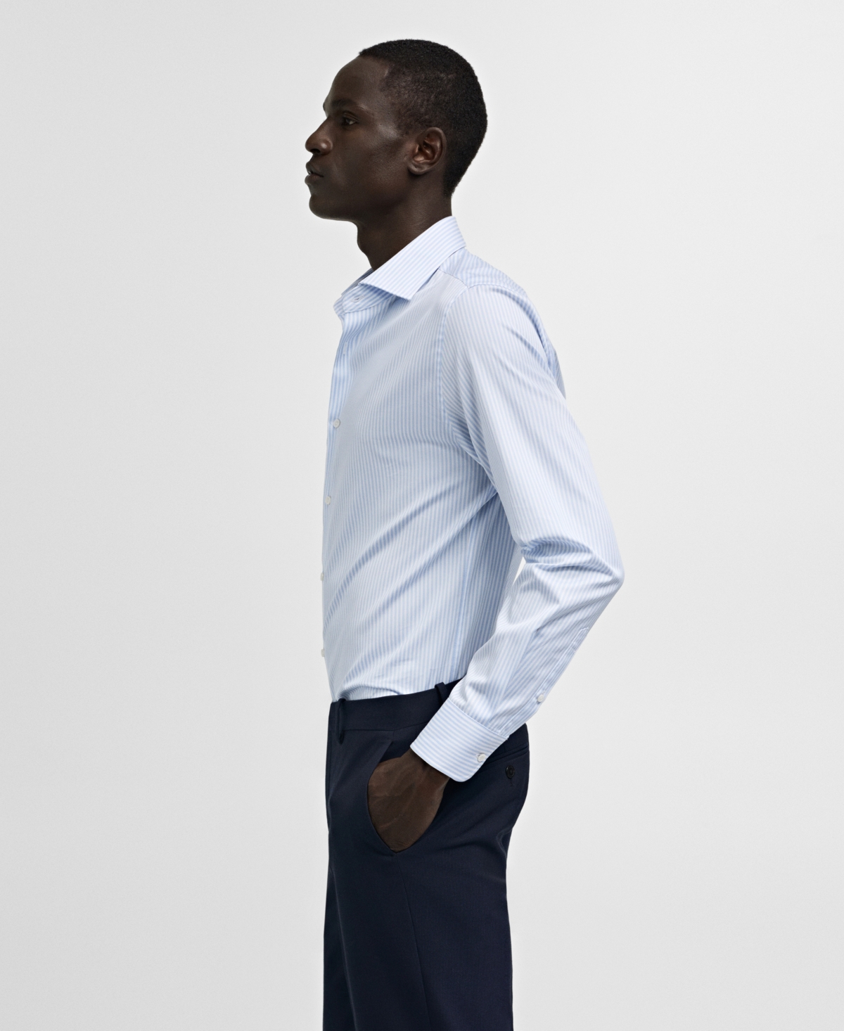 Mango Men's Cotton Striped Dress Shirt