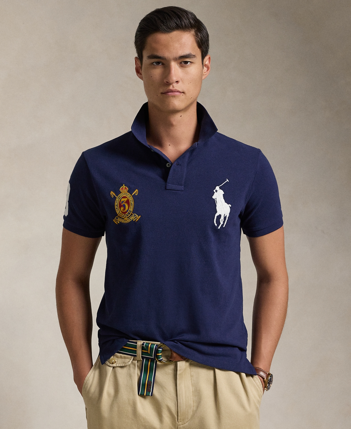 Polo Ralph Lauren Men's Custom Slim Fit Big Pony Crest Mesh Polo