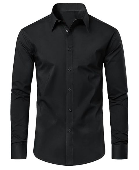 Мужская рубашка Blue Ice Long Sleeve Classic Dress Shirt, цвет: Чёрный
