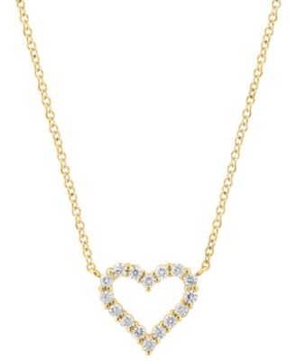 EFFY&reg; Diamond Open Heart 18" Pendant Necklace (3/8 ct. t.w.) in 14k Gold