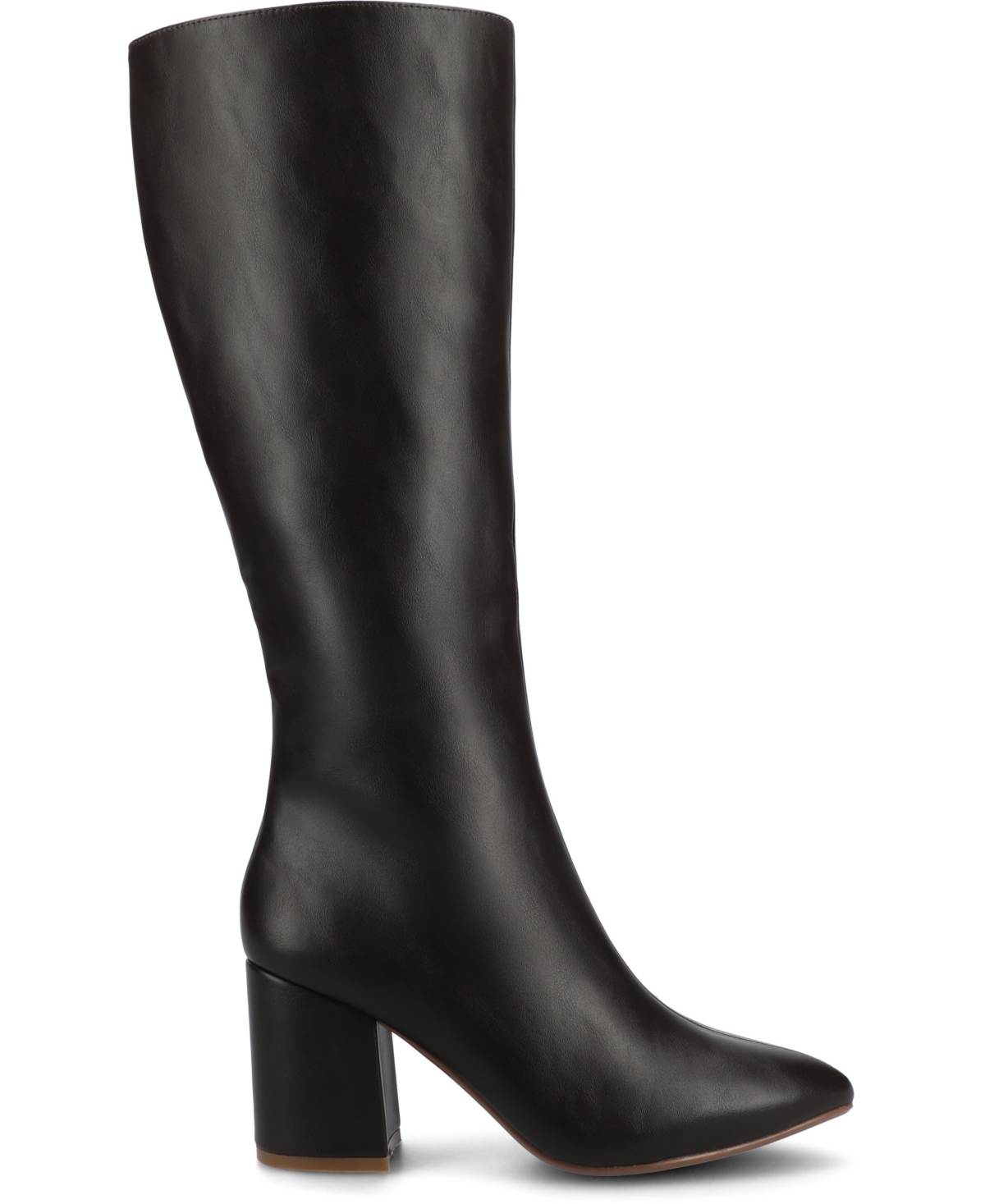 Journee Collection Journee Women's Ameylia Block Heel Knee High Boots In Dark Brown Pu