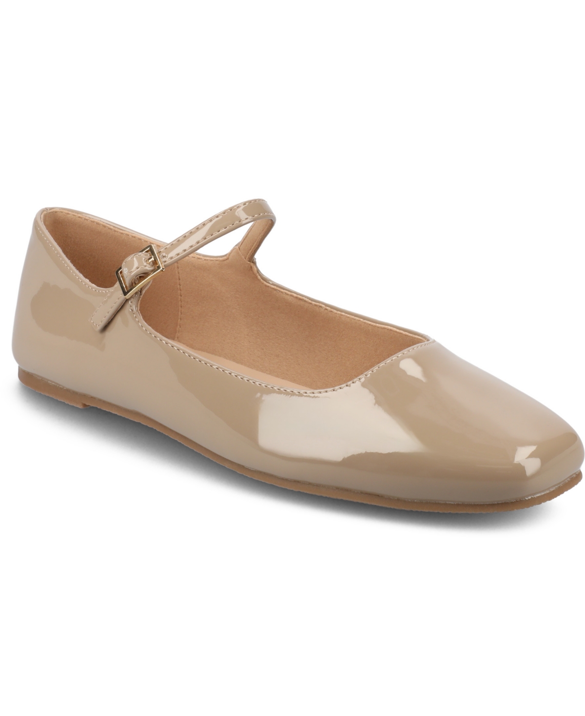 Journee Collection Carrie Mary Jane Flat In Taupe Patent