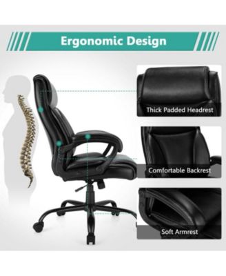 400 Pounds Big and Tall Adjustable High Back Leather Office Chair