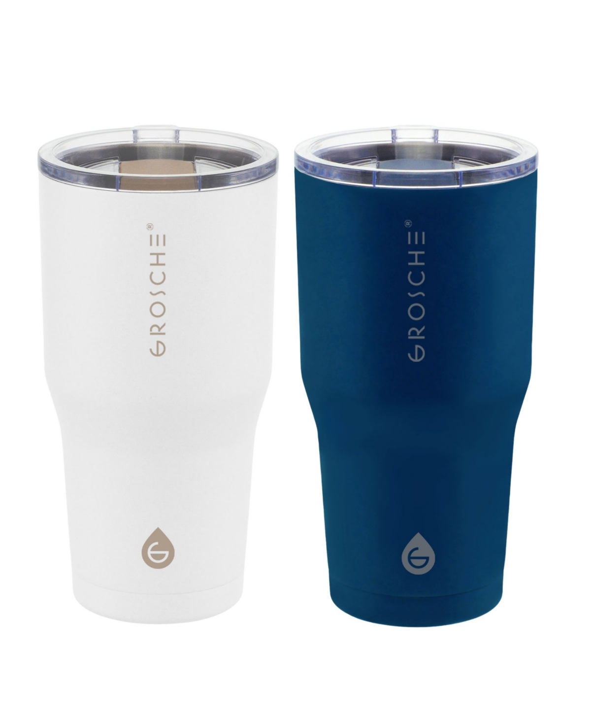 Grosche Yukon 20oz Travel Mug, Tumbler Bundle In White Blue 2 Pk
