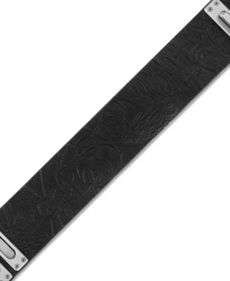 Marc Anthony Men's Black Leather Strap Bracelet in Sterling Silver, BVB1154-BOSTNA