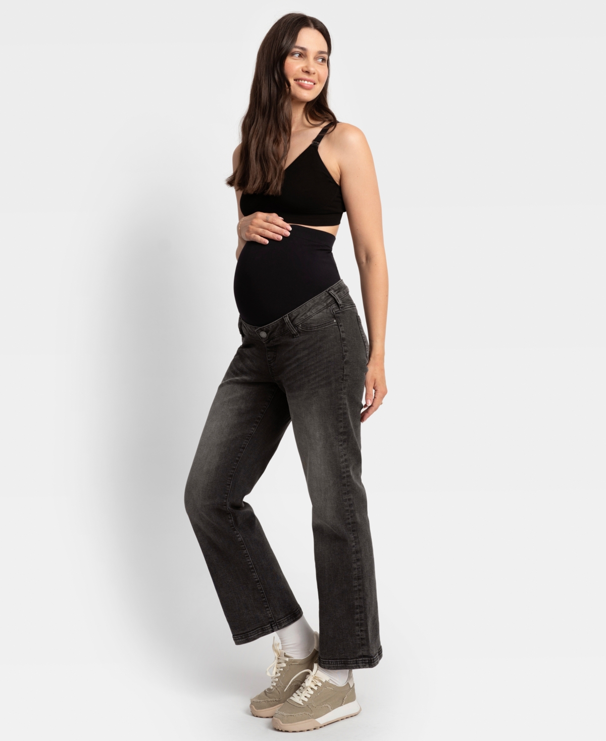 Shop Seraphine Women's Wide Leg Jeans In Gray