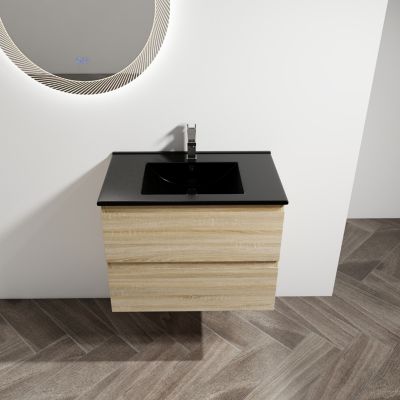 Streamdale 30" Wood Grain Vanity with Black Ceramic Sink & Soft-Close Drawers
