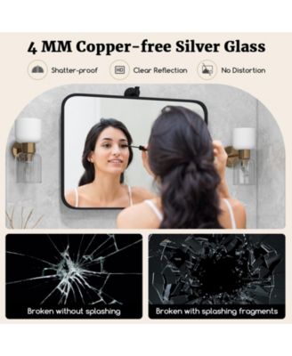 30 x 22 Inch Black Metal Framed Pivot Rectangle Wall-Mounted Mirror