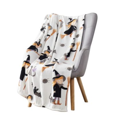Halloween Witches, Black Cats & Bats Ultra Soft Plush Oversized Throw Blanket