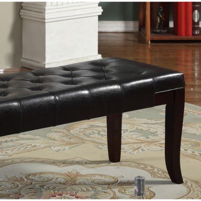 Tufted Bench, Faux Leather, Espresso