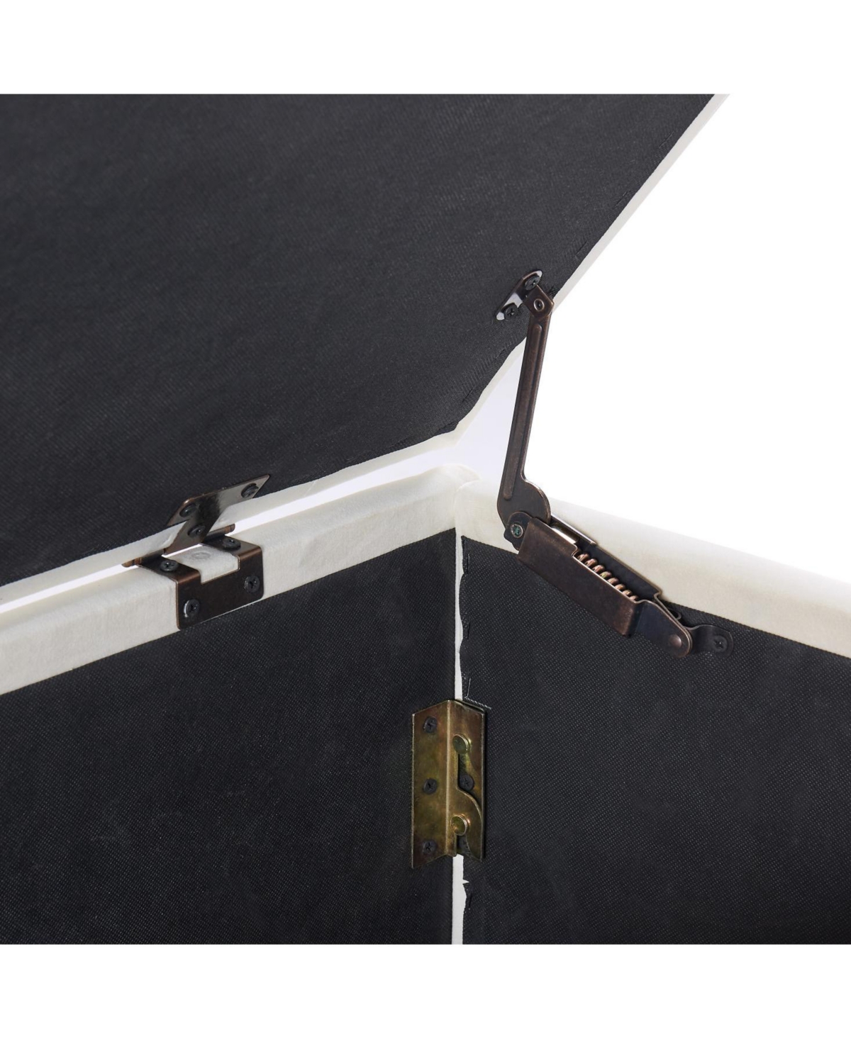 Simplie Fun Beige Velvet Storage Ottoman Bench for Entryway, Bedroom, or Living Room