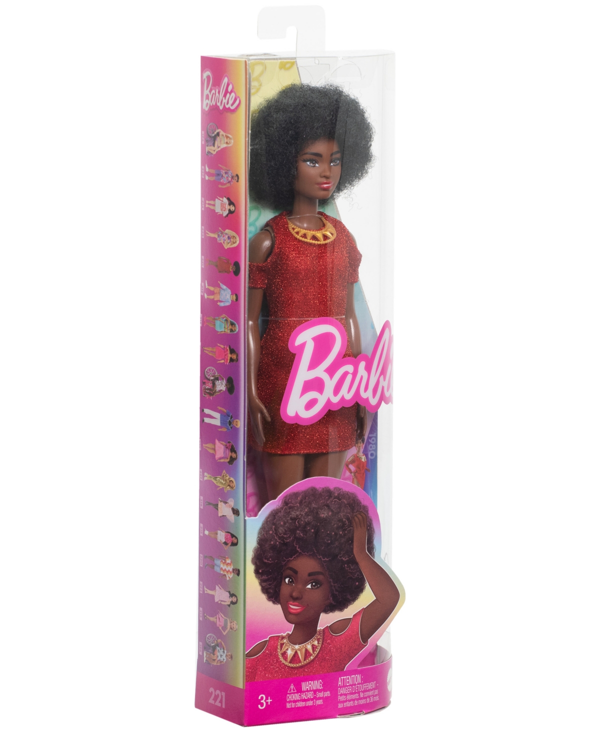 Barbie Fashionistas 65th Anniversary Doll 221 with Natural Black Hair, Red Dress Accessories - Multi-color